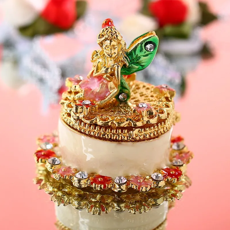 1.8inch Metal Angle Trinket Box Ring with Crystal Wedding Storage Holder Earring Jewelry Box Souvenirs Bithday Gril Gift Crafts (4)