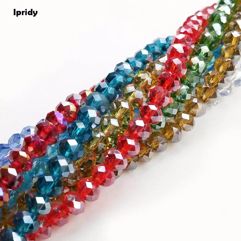 

1 strand/lot Tyre type Crystal Beads with Plating AB color,Charm Faceted Glass Beads Loose Spacer Bead for DIY Jewelry Making