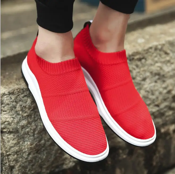 Мужская модная обувь; кроссовки; носки; мужская повседневная обувь из сетчатого материала; дышащая обувь на плоской подошве; сезон лето-весна; II-38Z - Цвет: Красный