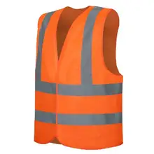 polyester high visibility fluo yellow and orange reflective safety vest