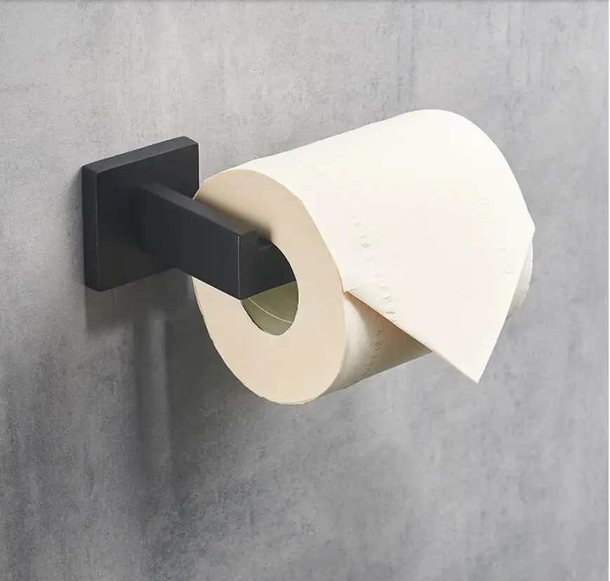304 квадратный держатель для туалетной бумаги из нержавеющей стали, аксессуары для ванной комнаты, зеркальный хромированный полированный и черный и матовый 2 стиля