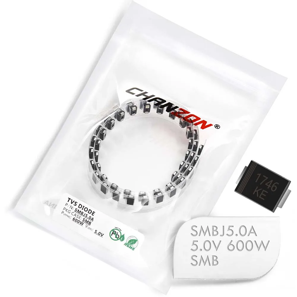 

(50 Pcs) SMD TVS Diodes SMBJ5.0A SMBJ5.0 600W 5V SMB (DO-214AA) Unidirectional Channel 600 Watt 5 Volt