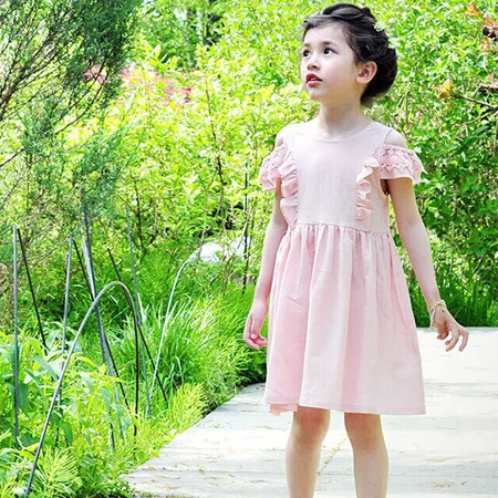 

Everweekend Princess Girls Lace Sleeve Ruffles Party Dress Candy Green and Pink Color Summer Holiday Dresses