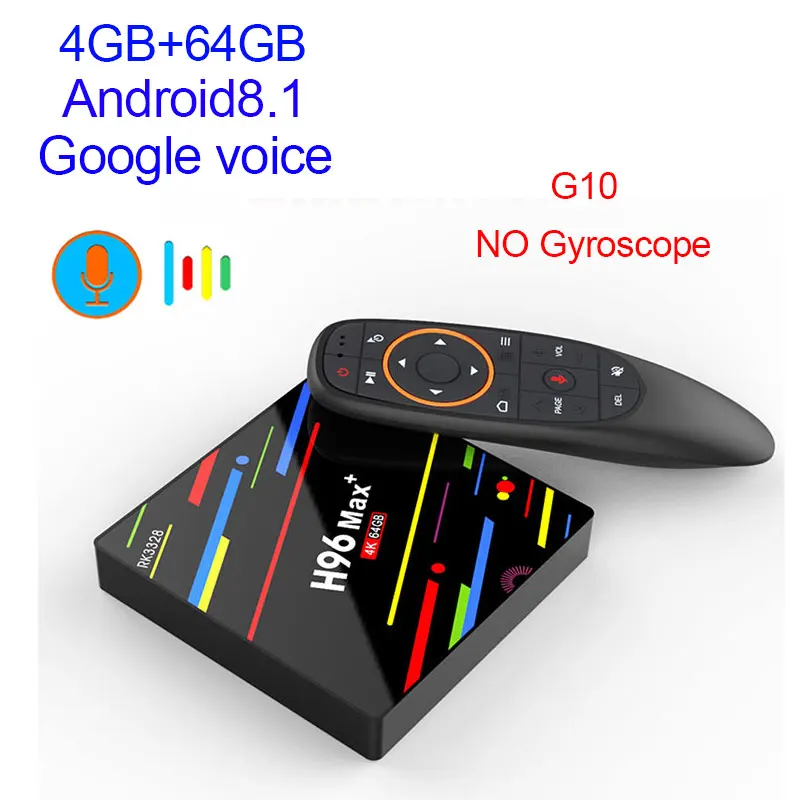 H96 MAX+ Android 8,1 ТВ приставка 4 ГБ 32 ГБ RK3328 четырехъядерный USB3.0 H.265 HEVC 1080 p Wifi 5 ГГц BT4.0 Youtube телеприставка медиаплеер - Цвет: 64gb with g10