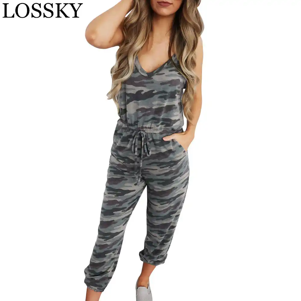 camouflage print jumpsuit