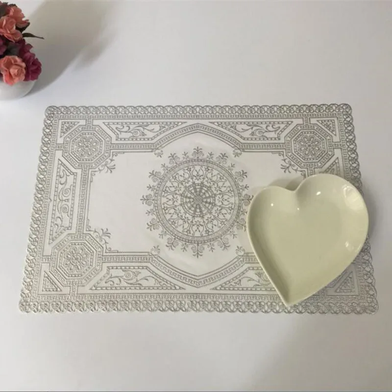 

Europe PVC Bronzing Placemat Waterproof Insulation Coaster Mattress Anti-Slip Table Cloth Washable Square Table Mat Dining Mat