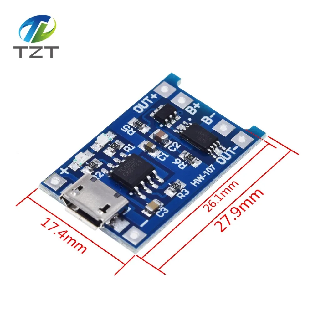 10 шт. зарядная плата TP4056 с Micro USB 5 в 1A 18650|micro usb 18650|usb 18650charging board |