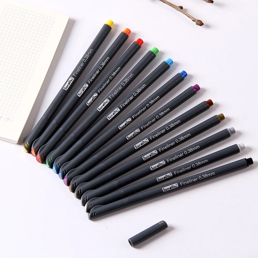 12/24 цветов, набор, 0,38 мм, ручка для карандашей, тонкая линия, цветная, Mildline, для письма, рисования, маркеры, ручки для раскрашивания