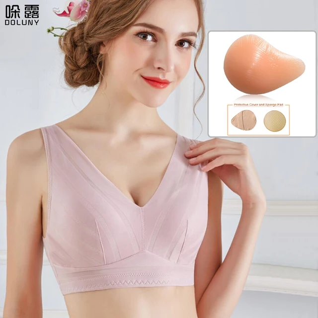 Mastectomy Bra Pink Pocket Bra for Artificial Spiral Silicone Breast