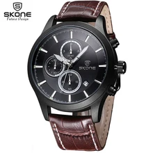 SKONE Хронограф Спортивные часы Для мужчин Элитный бренд шок натуральная кожа orologi horloges Montre Homme Relogio Masculino