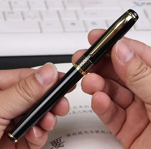 

High quality Montbao pen Metal black with gold Embossing Rollerball pen for Gift + Extra 1 free refill