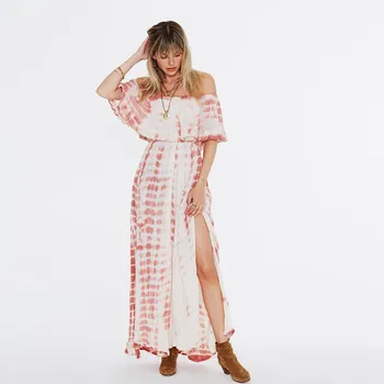 

2019 Women Summer Sexy Lace Bohemian Beach Dresses Vintage Korean Print Maxi Dress Plus Size