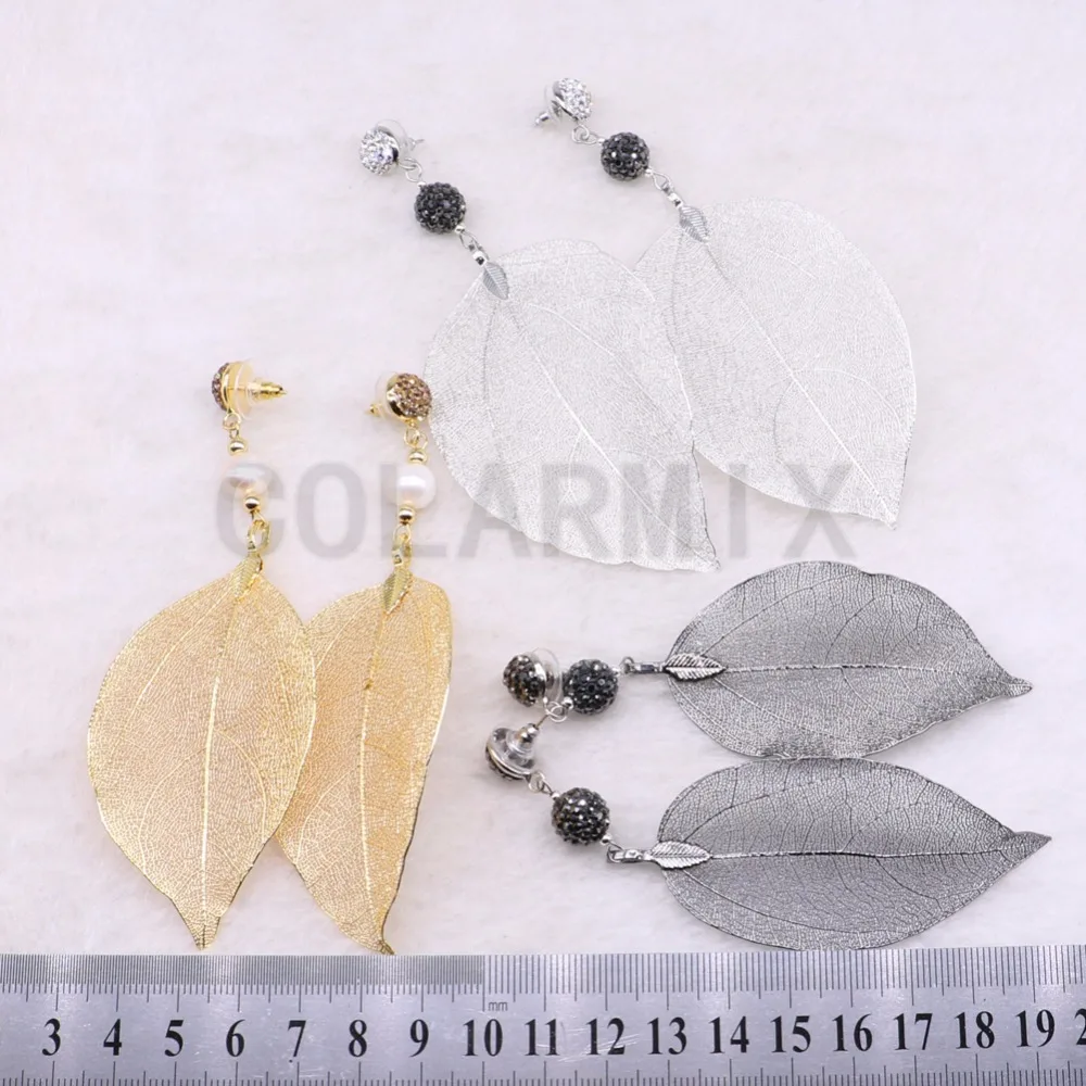 Естественная форма листьев серьги Ссылка натуральный камень длинные модные мягкие серьги длинные форма Hook leaf earrings3503