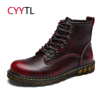 

CYYTL Fashion Men Motocycle Boots Winter Leather Work Safety Shoes Erkek Bot Ankle Outdoor Zapatos de Hombre Botas