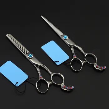 

High quality professional japan 6 inch Retro phoenix hair scissors thinning scissor cutting barber shears hairdressing scissors