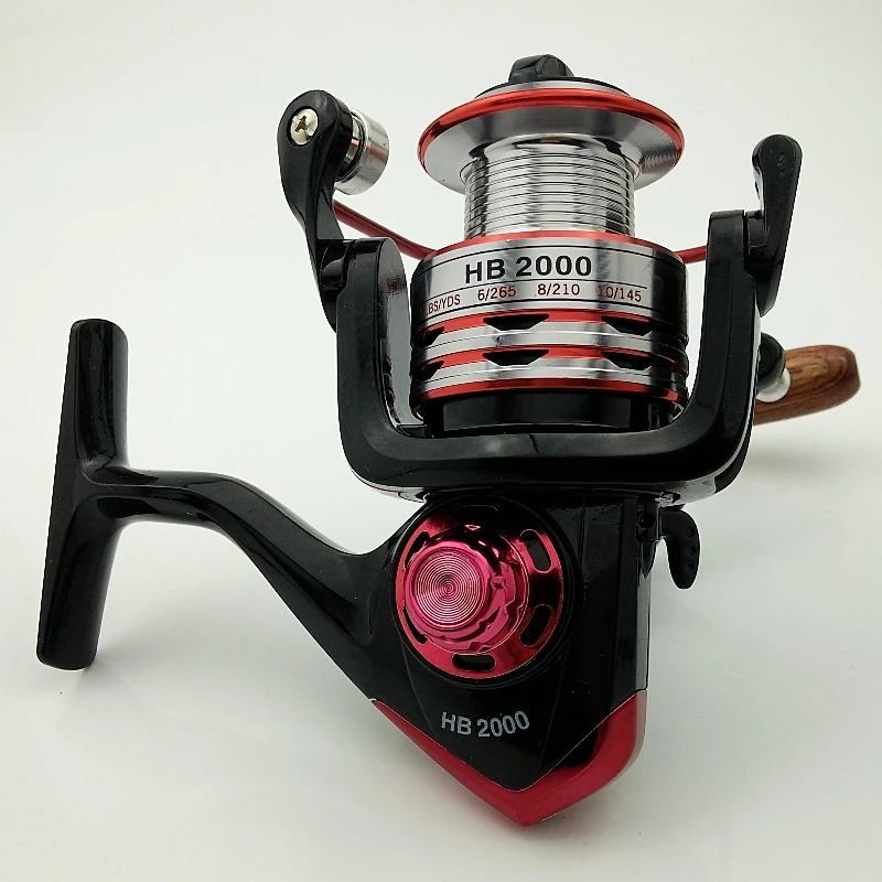 HB500/1000/2000/4000/6000 الغزل الصيد بكرة معدنية بكرة الأسماك عجلة الأحمر BB 10 + 1 سرعة 5.2: 1