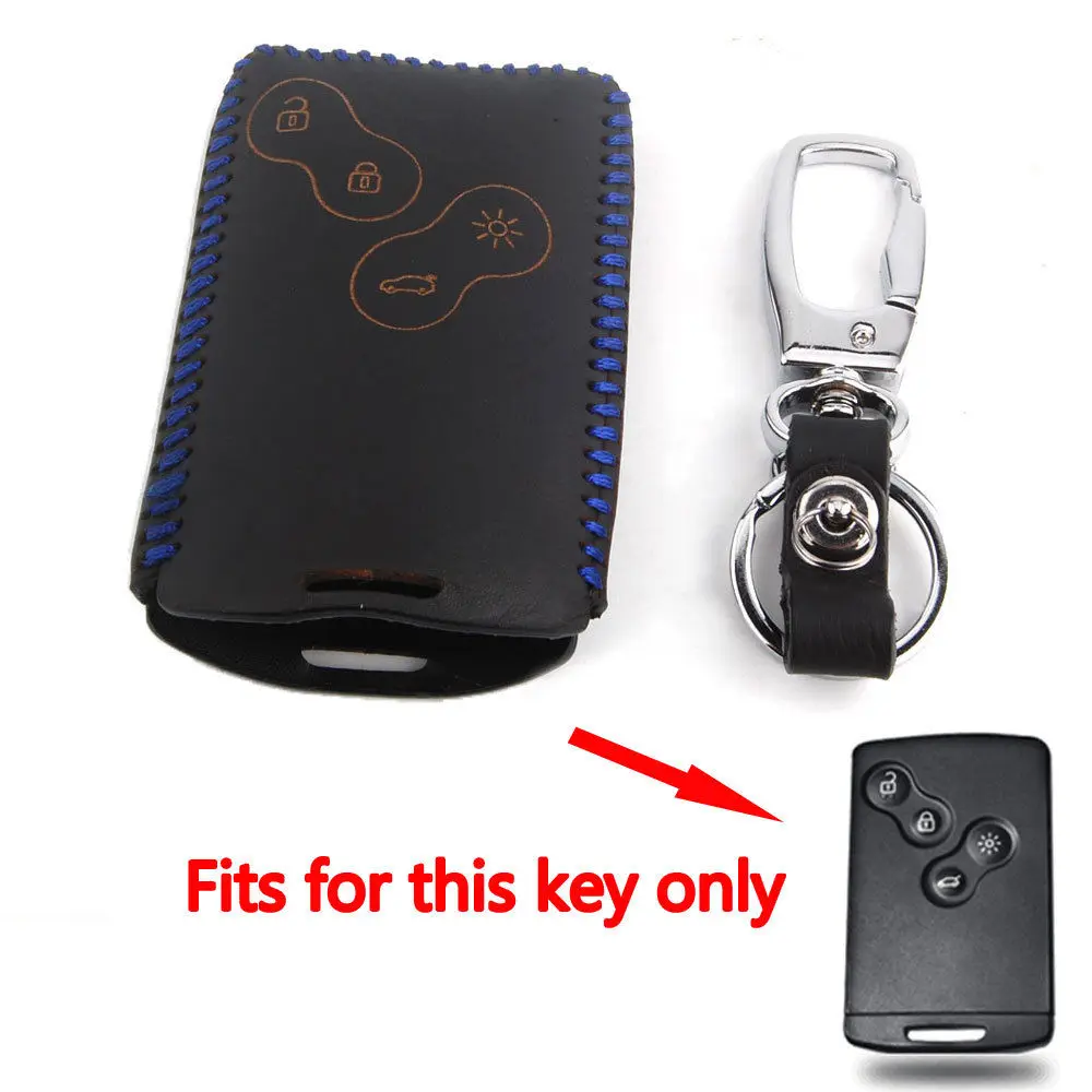 Auto Leather Car Remote Key Holder Cover Case With Key Chain Keyring