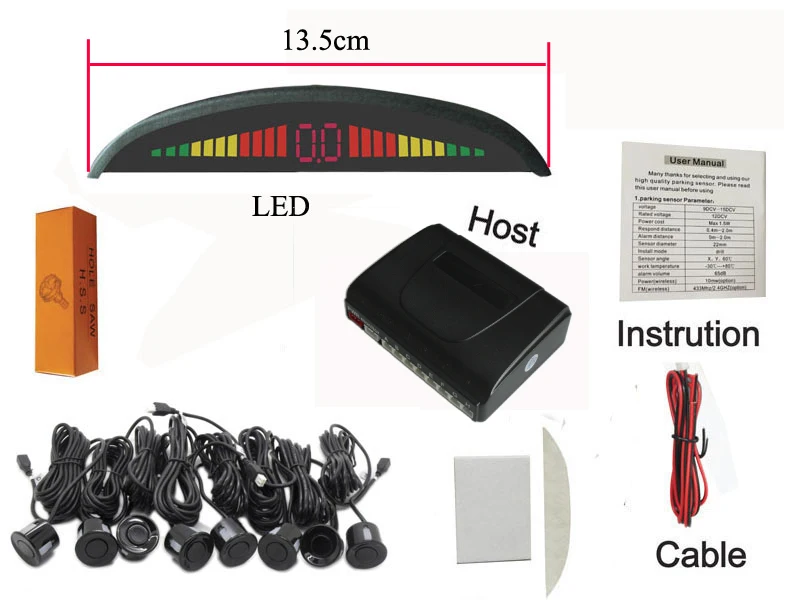 

8 sensors Car Parking sensor for front and back big crescent LED Backup Radar Detector Auto Parking System Free shipping