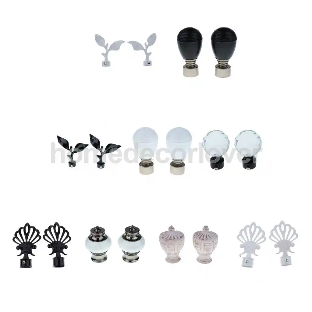 2pcs Window Curtain Drapery Rod Pole End Cap Rod Head Cap For