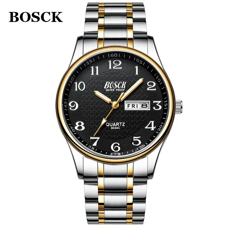 silver gold black Relogio Masculino Мужские часы Роскошные полностью стальные часы Модные кварцевые наручные часы водонепроницаемые мужские часы Relojes Hombre - Цвет: silver gold black