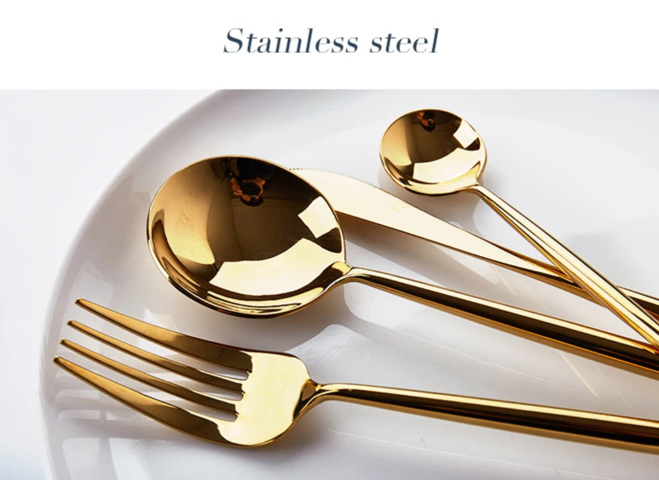 LIYIMENG Exquisite Tableware 24Pcs Western Dinnerware Knife Fork Stainless Steel Steak Cutlery Dinner Set Tools14