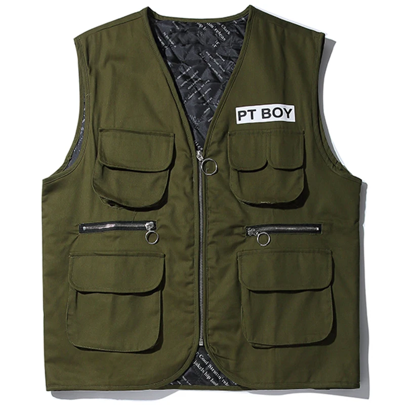 AELFRIC жилет для мужчин хип-хоп куртка без рукавов с 3d принтом буквы уличная мода приталенное пальто карманы хип-хоп тактические куртки KJ303