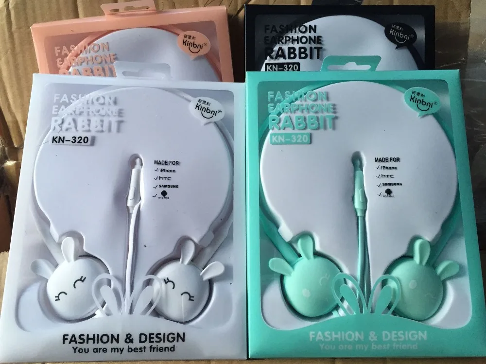 Wire Headphones Cute Cartoon Rabbit Candy Colour 3.5mm Stereo Headphone with Mic for Samsung Xiaomi mp3 Kids Student Birthday Gifts (8)