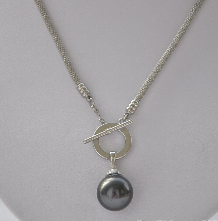

Free shipping >>>>>> z5296 WOW 16mm black round SOUTH SEA SHELL PEARL NECKLACE PENDANT 17inch Z5296