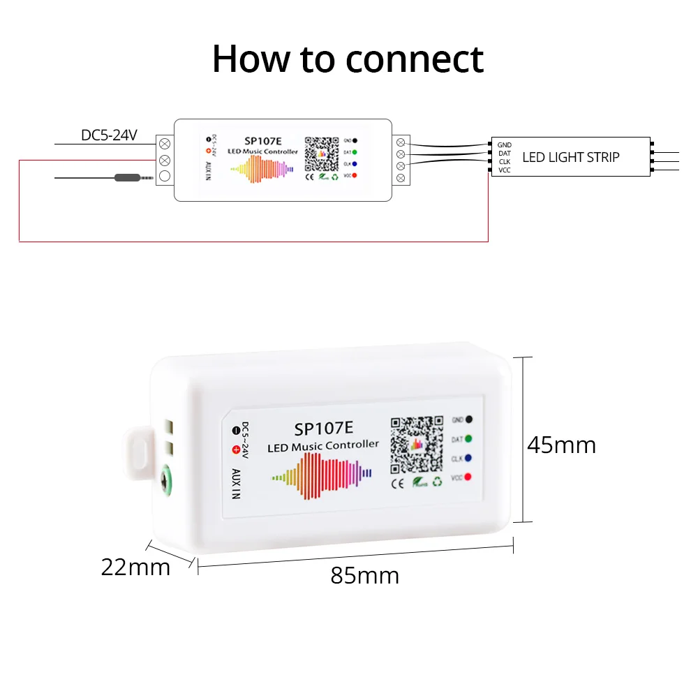 SP110E Bluetooth WS2811 WS2812B SP106E светодиодный музыкальный контроллер SP107E RGB/RGBW SP110E полноцветные пиксели светодиодные полосы светодиоды DC5V-24V