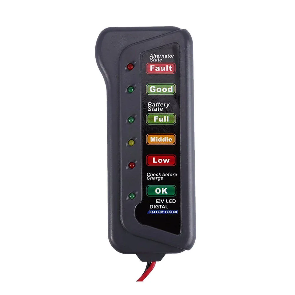 12V Цифровой Батарея генератор переменного тока тестер 6 светодиодный свет
