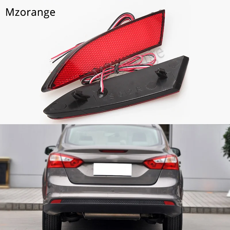 For Ford Focus 3 Sedan Hatchback Car Styling Brake LED Rear Bumper Reflector Light Warning font
