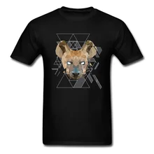 Геометрическая гиена Мужская футболка с принтом короткий рукав модная футболка хлопок дикая природа футболки с изображением волка 3D сильный зверь футболка