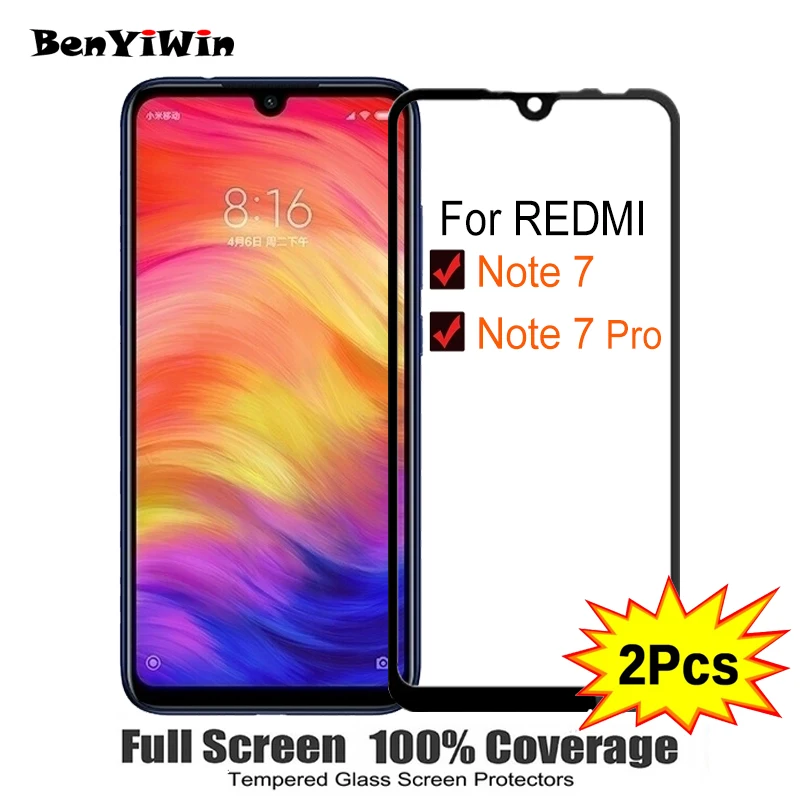 

2PCS Full Cover Screen Protector Tempered Glass For Xiaomi REDMI Note 7 Pro 6.30" 9H Protective glass For REDMI note 7 Film Case