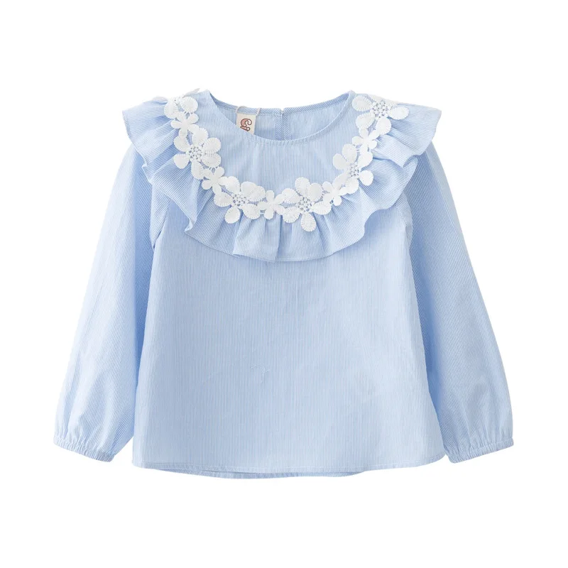 

2019 Spring New Girl Shirt Kids Top Flower Ruffles Shirt for Kids Cotton Long Sleeve Children Blouse Fashion Girls Clothing