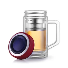 380 ml Портативный Стеклянный, с двойными стенками чашки термостойкого стакан утолщение с украшением в виде кристаллов Кофе кружки с чайным впрыскивателем кружка для напитков