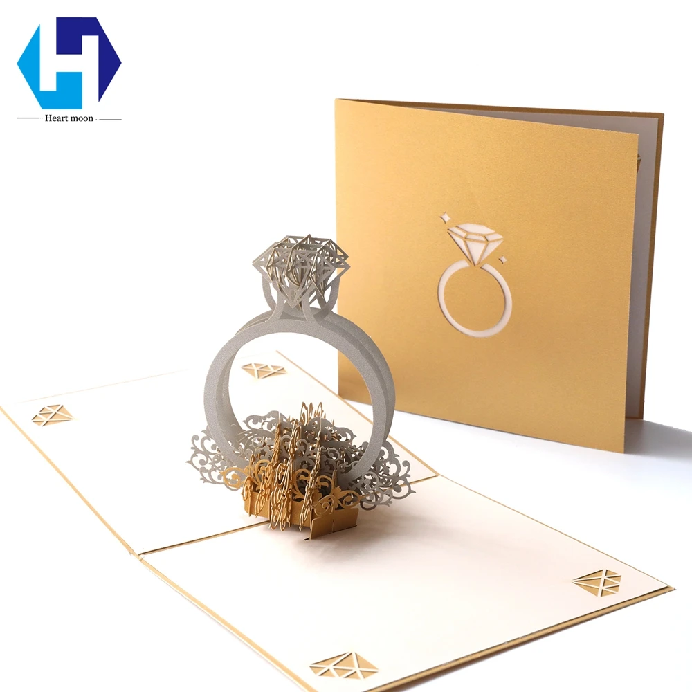 

3D Wedding Invitations Ring Cards Valentines Day Gift with Envelopes Personnalisable Laser Cut Birthday Greeting Cards Thank You