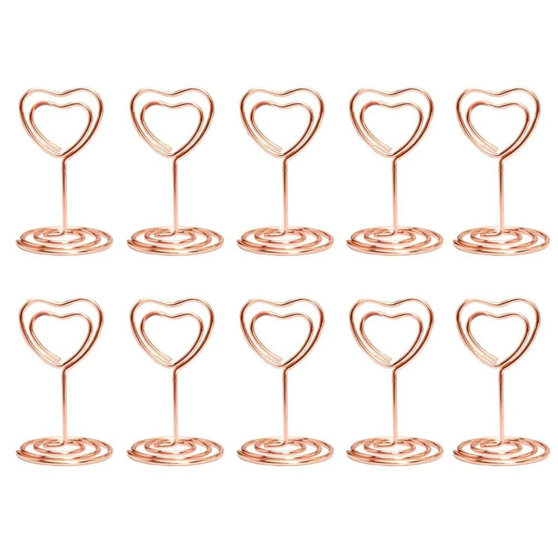 

Mini Heart Shape Place Card Memo Holder Picture Stand Note Clip for Wedding Party Decoration Pack 10pcs (Rose Gold)