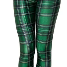 Модные женские шотландская Зеленая Сетка с принтом Леггинсы зауженные тонкие эластичные полиэстер Cos вечерний комбинезон повседневные брюки Прямая