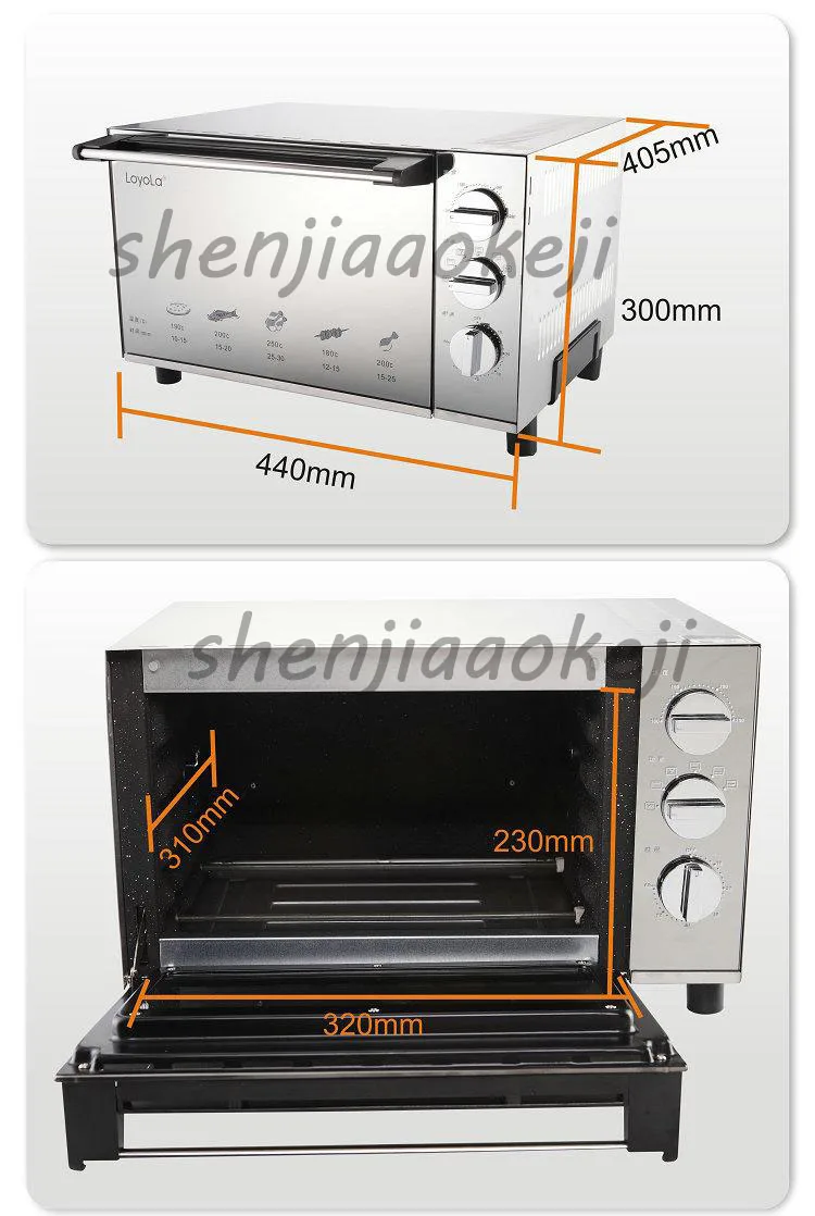 Электрическая духовка из нержавеющей стали, для выпечки Торты, лепешки, запеченные куриные крылья, бытовая для пиццы 23L 220 В 1800 Вт 1 шт