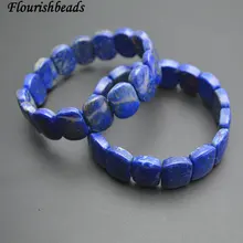 Натуральный Лазурит 15 мм Ширина Квадратные бусины манжета драгоценный браслет модные вечерние украшения