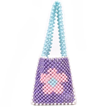 

Handmade Beaded Shoulder Bag Flower Basket Handbag Fashion Women'S Flower Beads Bag