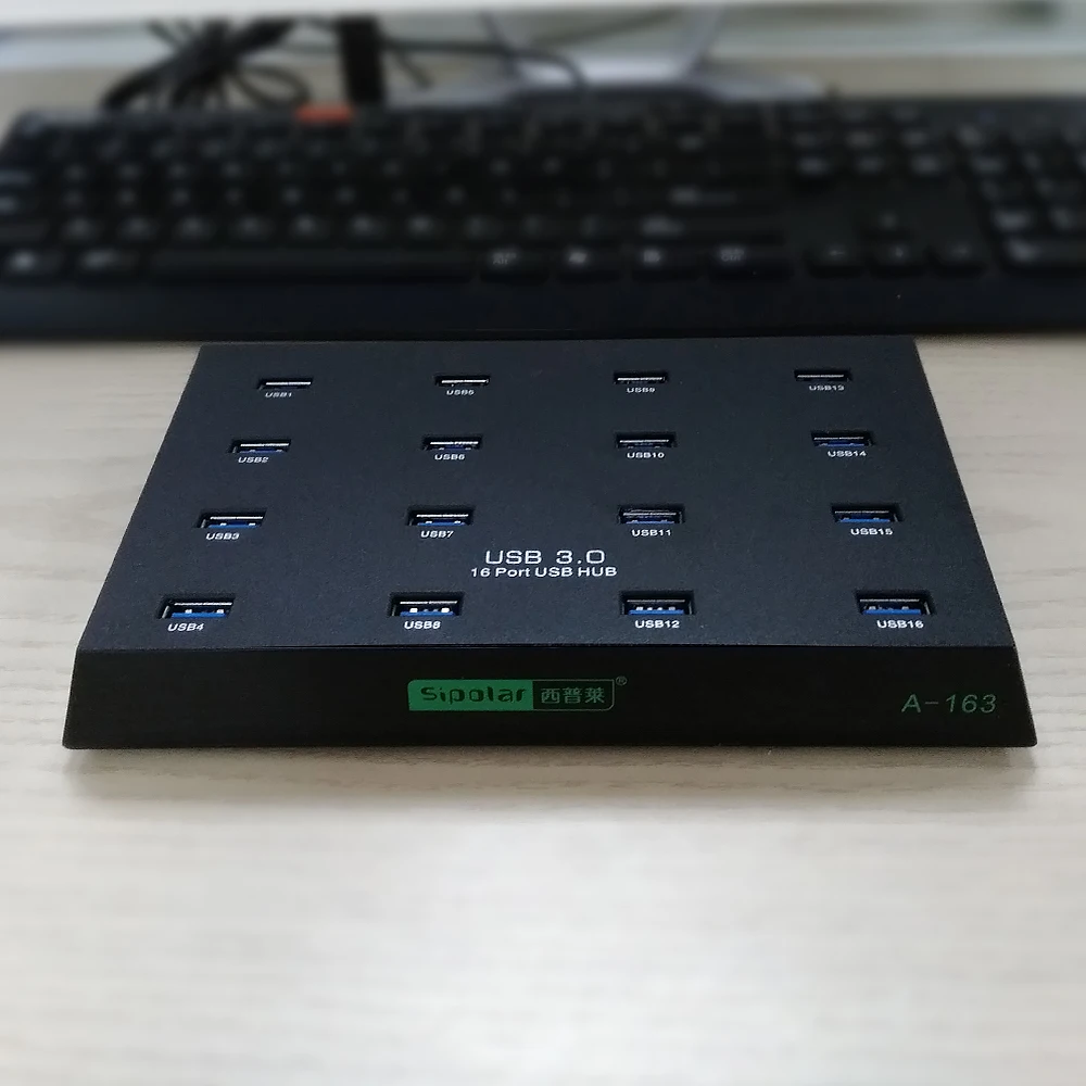 Nice designed USB 3 0 16 port hub External power adapter support handling several SSD font