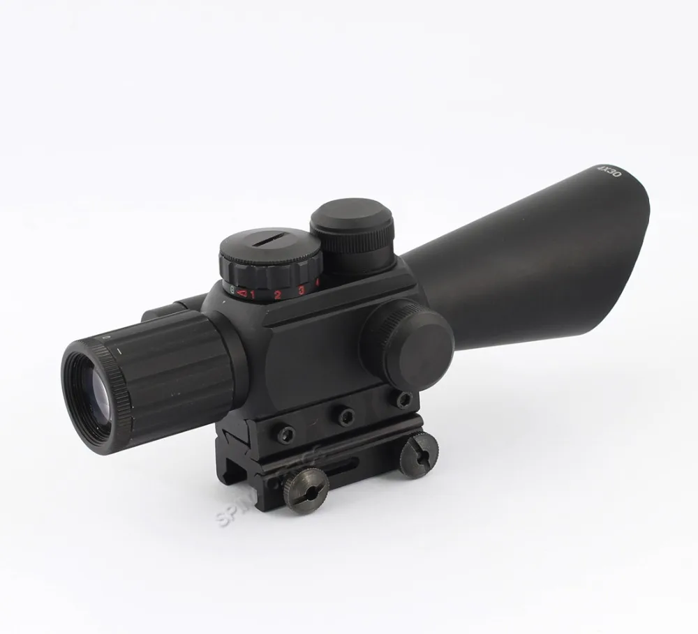 Оптика SPINA Тактическая Охота 4X30 Riflescope регулируемая база ласточкин хвост оптика Сфера с красным лазерным прицелом для охоты