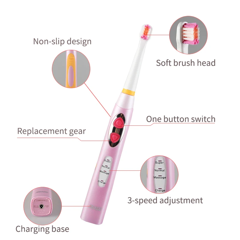 Pаспродажа SEAGO электрическая Зубная щётка Перезаряжаемые питание Зубная щётка для детей Водонепроницаемый Интеллектуальный таймер кисти безопасност...