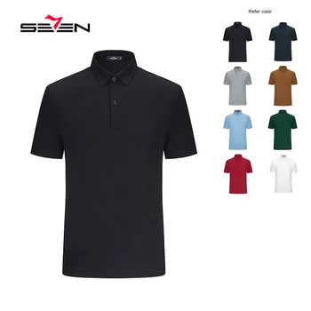 

Seven Summer Plus size men short sleeve polos Men's High quality Business Casual solid Short Sleeve Breathable Polos 116T58270