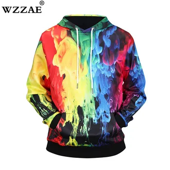 

2018 New design Oil painting Graffiti colorful 3D printed hooded hoodies men's drawstring hoodies pullover sweatshirt M-3XL