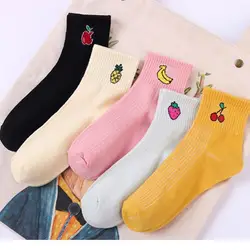 Женские хлопковые короткие носки с авокадо Харадзюку, однотонные розовые, красные, корейские, милые, милые, каваи носки 10 пар