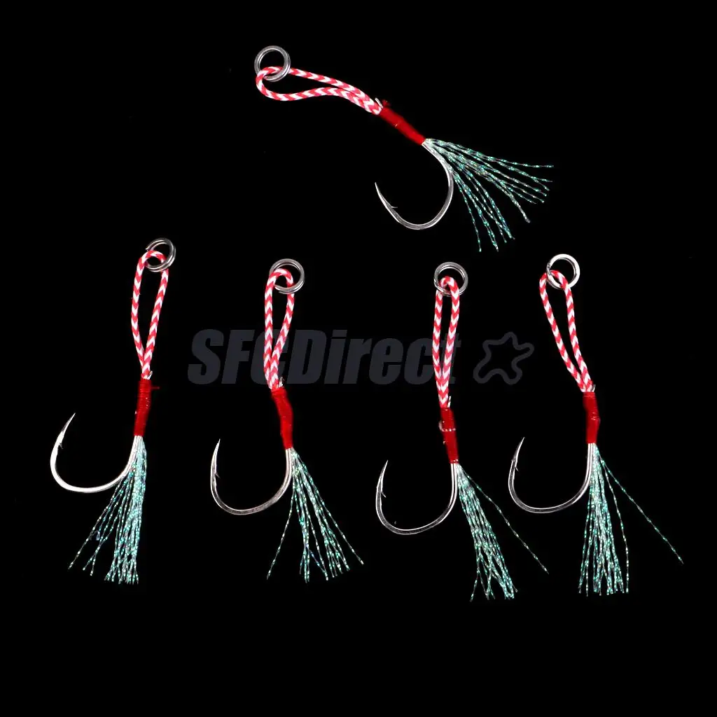 5Pcs Deep Sea Fishing Assist Hooks Worm Barbed Hooks Live Baits Hooks with PE Line 13# 15# 17#