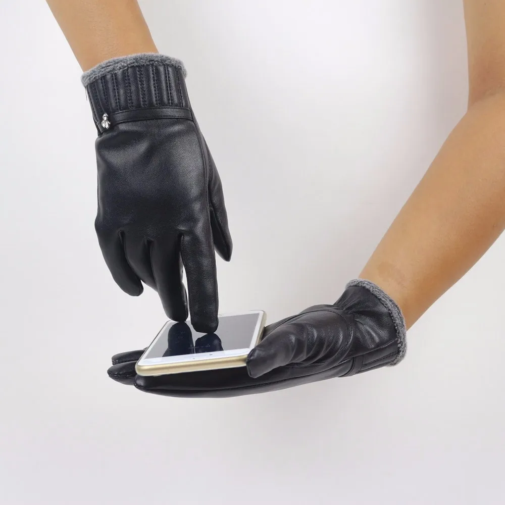Уличные женские зимние теплые кожаные перчатки с мягкой подкладкой Guantes mujer Gants