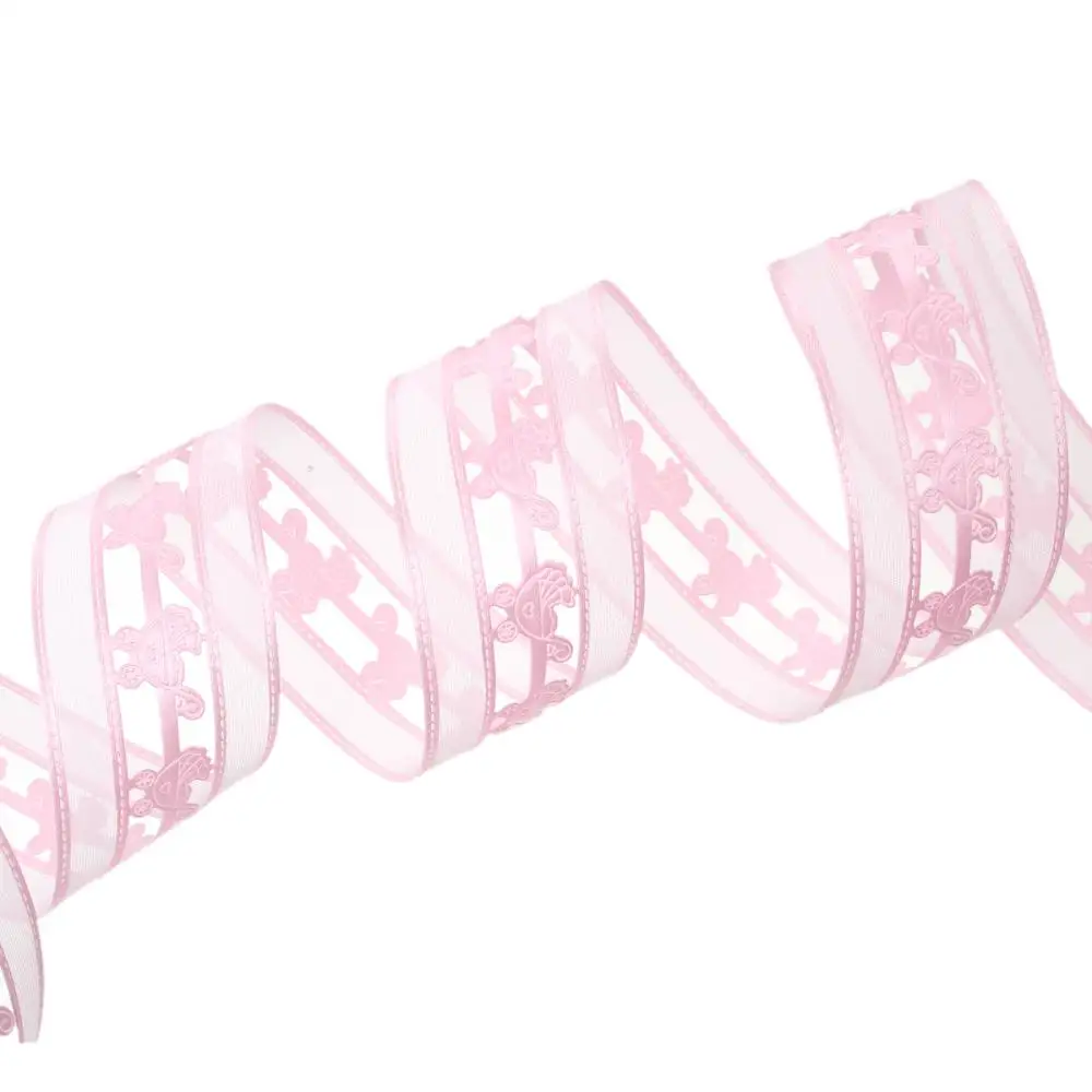 

Organza Satin Baby Shower Ribbon gift packing DIY crafts headband wedding Pink Baby Carriage Girl 4cm,1 Roll(18.4M)